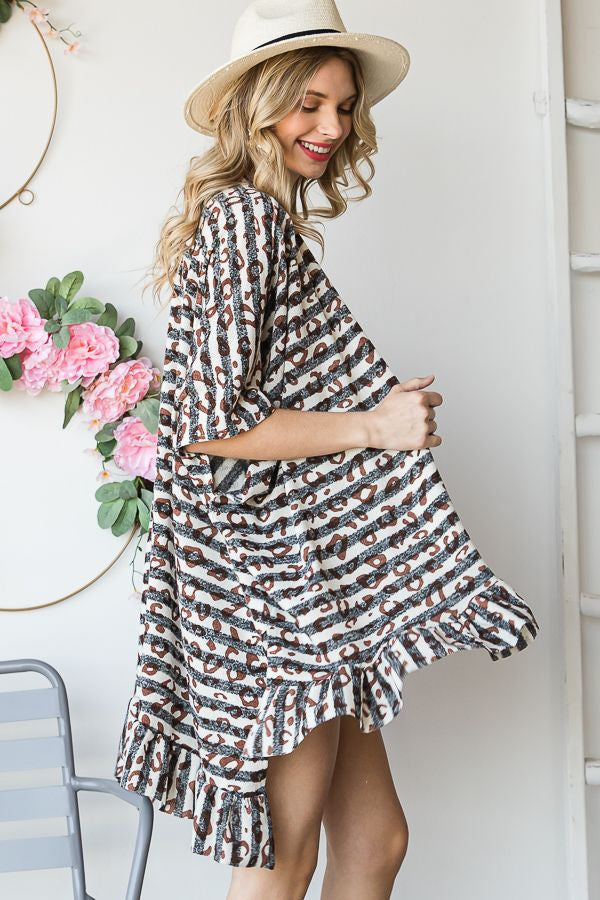 WOMEN'S ANIMAL PRINT HI-LO RUFFLE OUTWEAR - RTS