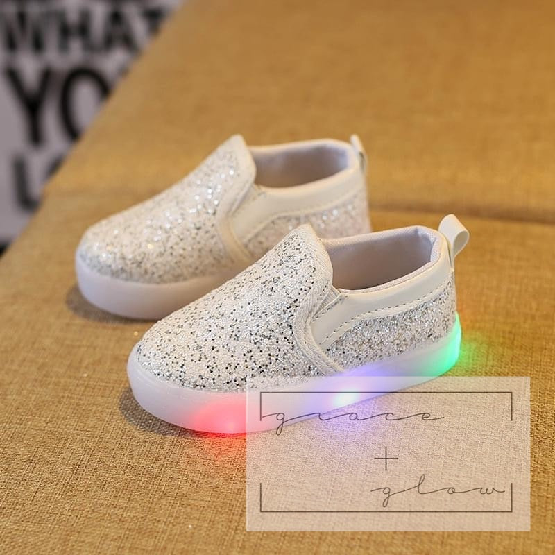 Little Girls Glitter light up shoes RTS
