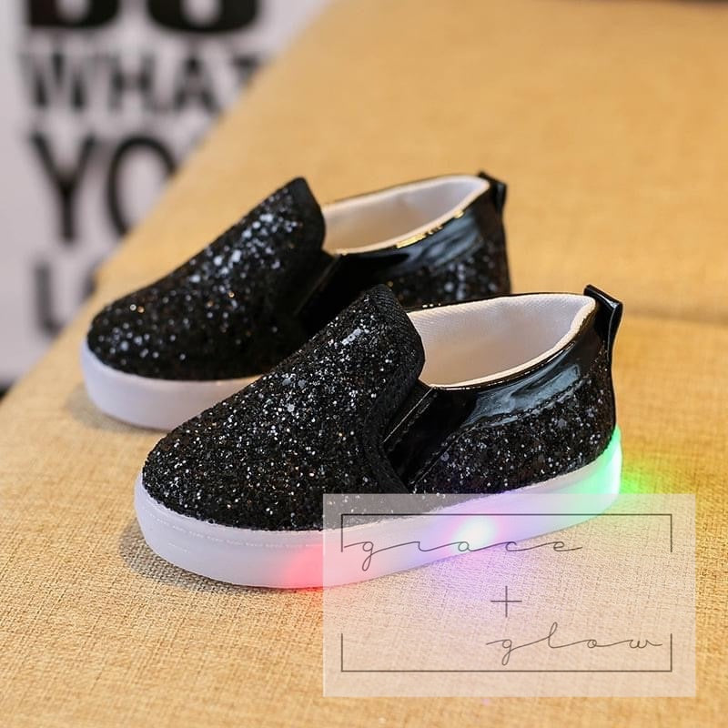 Little Girls Glitter light up shoes RTS