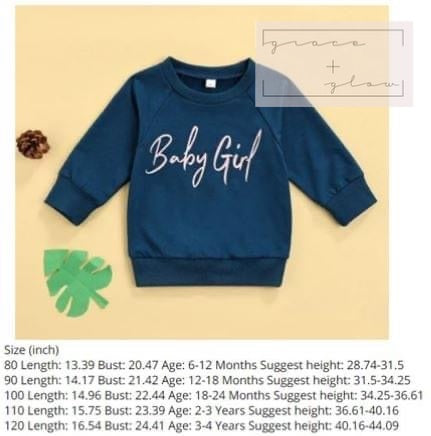 Little Girls “Baby Girl” Lightweight Sweatshirt RTS