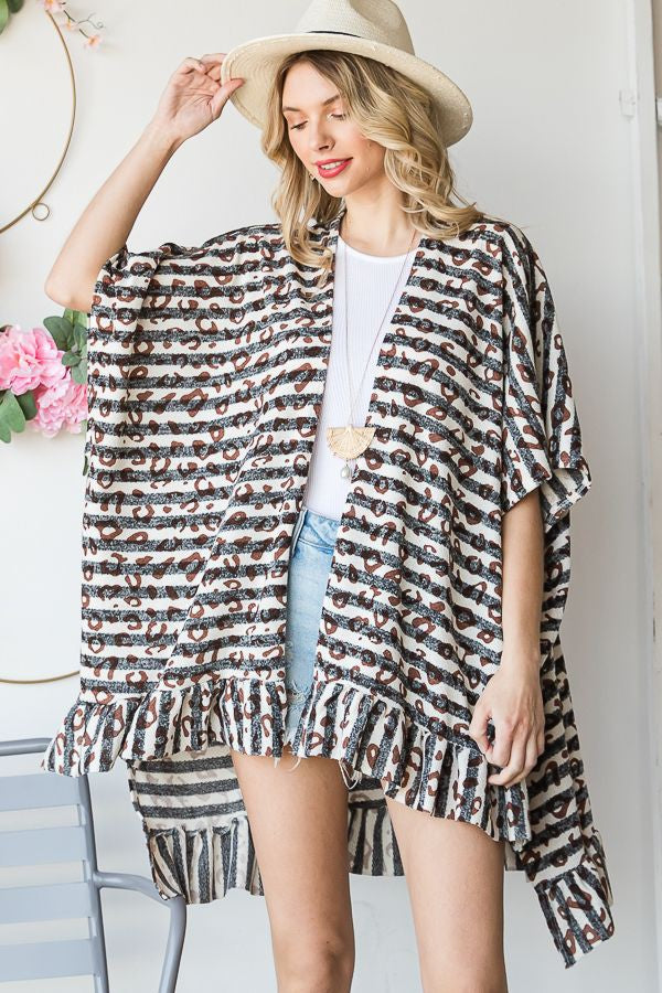 WOMEN'S ANIMAL PRINT HI-LO RUFFLE OUTWEAR - RTS