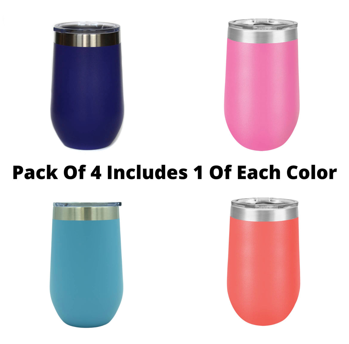 Personalized Engraved 12 oz wine cups with lid (pack of 4)