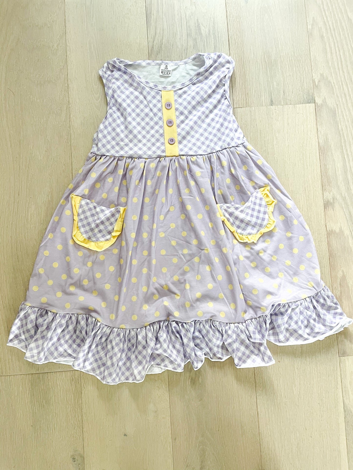 Girls Purple Gingham Dress