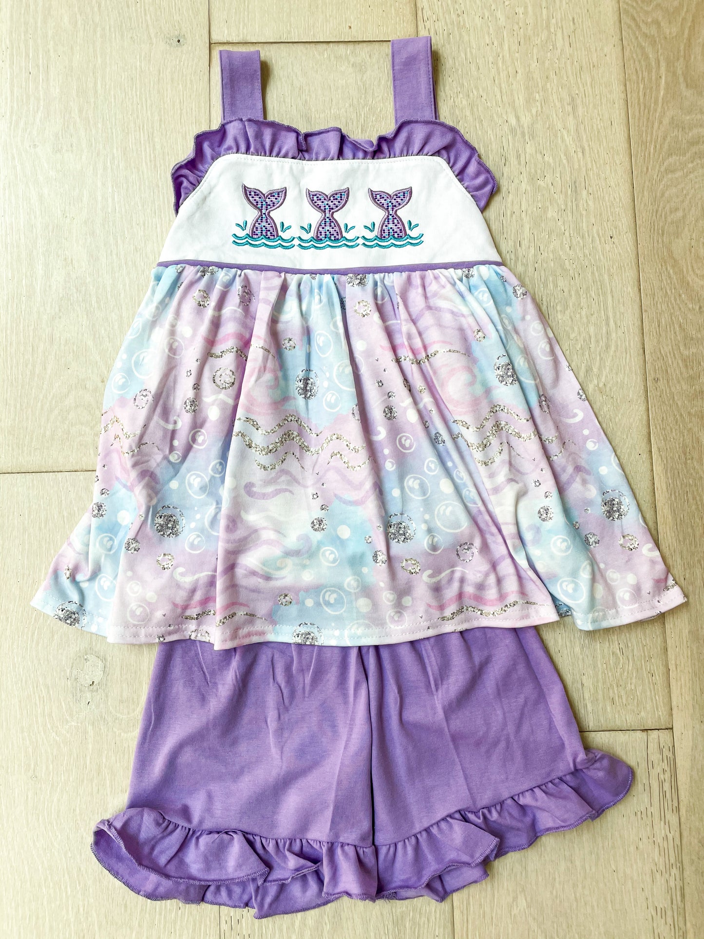 Little Girls Mermaid Tails Ruffled Play Set - RTS