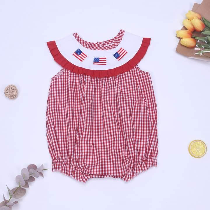 Little Girls 4th of July Flag Bubble - RTS