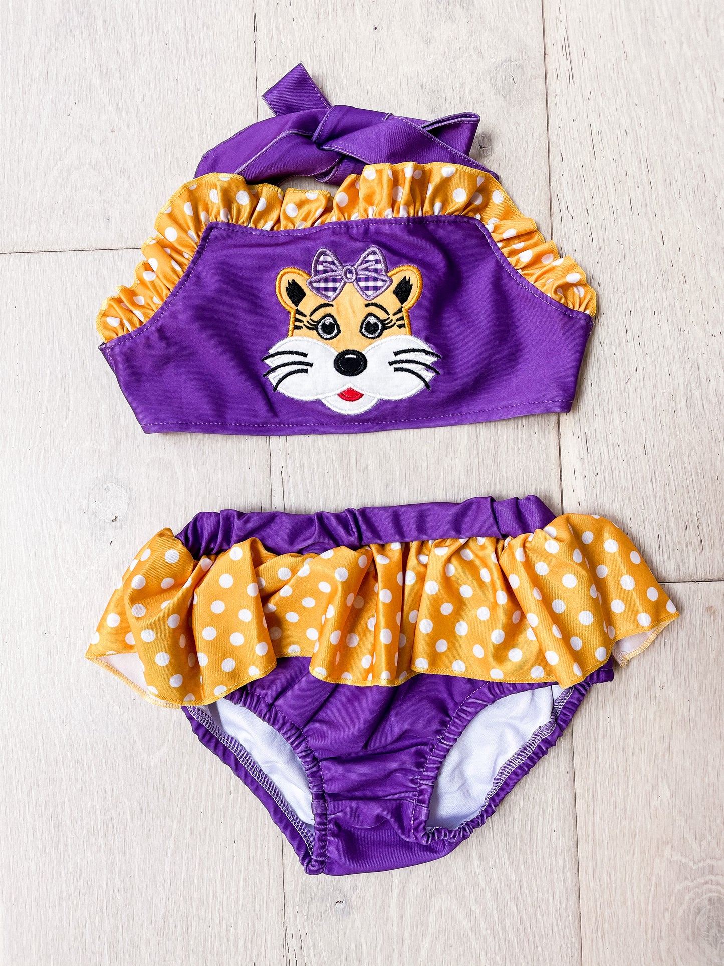 Little Girls Geaux Tigers Ruffled Bikini - RTS