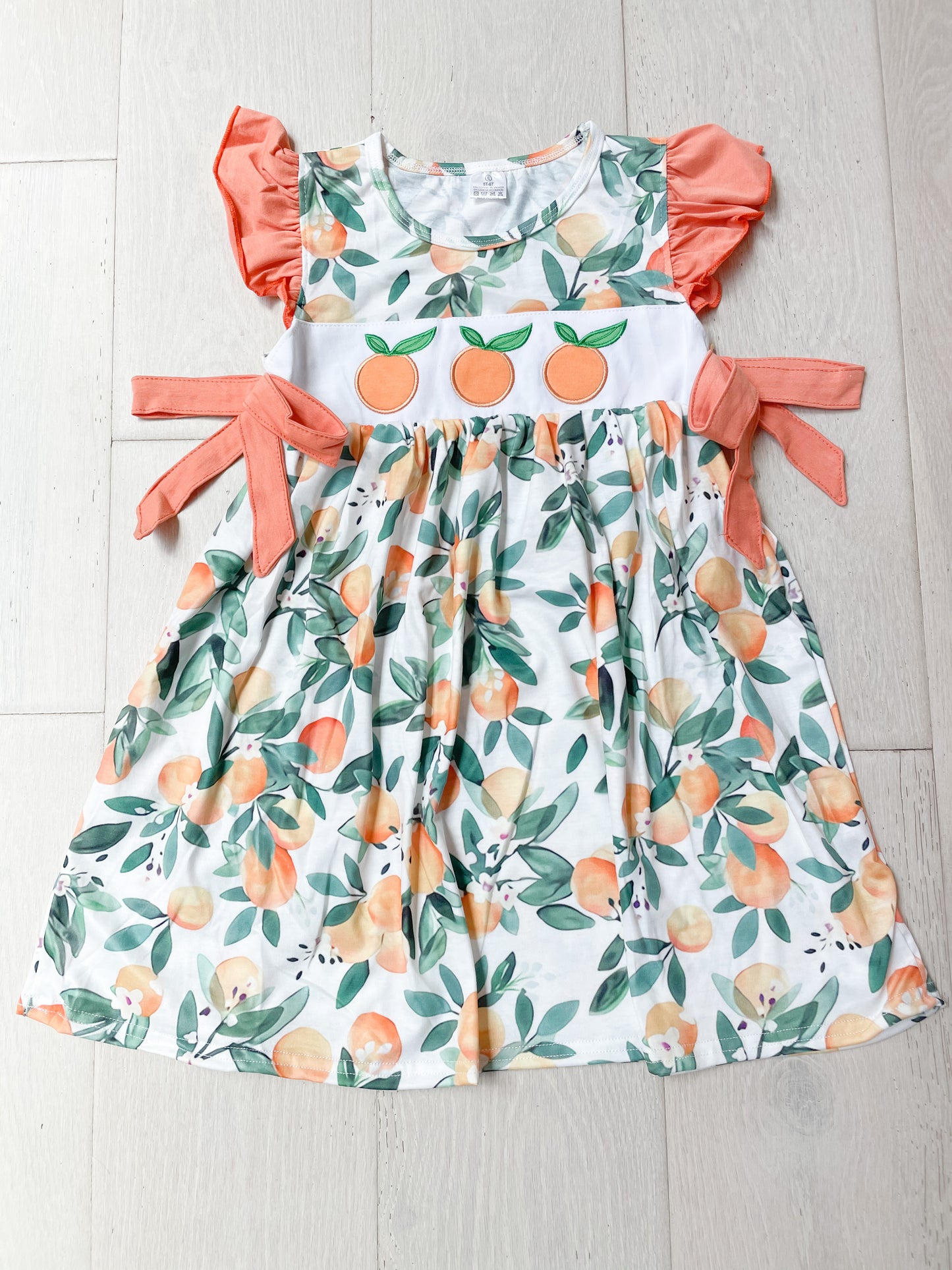 Girls Just Peachy Embroidered Dress - RTS