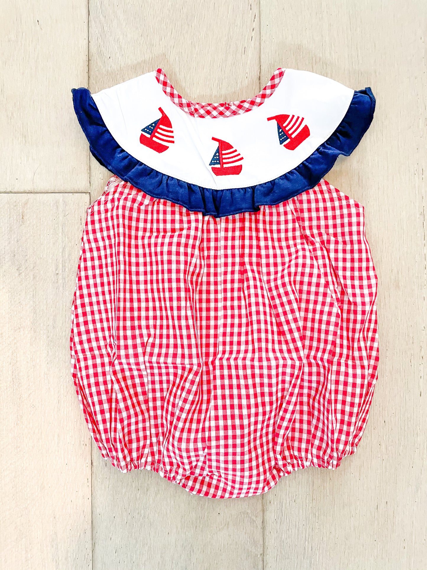 Kids 4th of July Gingham Sailboats