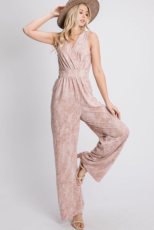 WOMEN'S SLEEVELESS V NECK JUMPSUIT - RTS