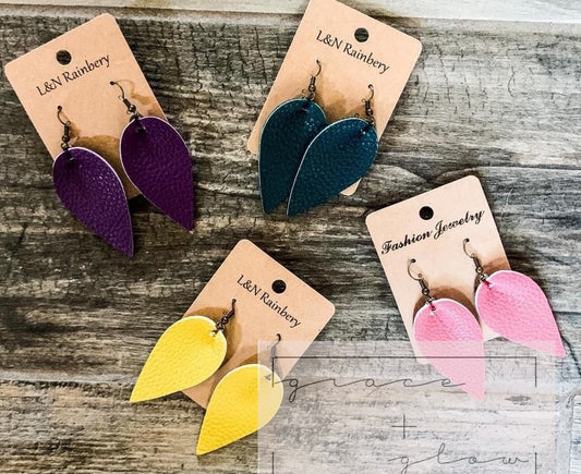 Women’s Vegan Leather Drop Earrings RTS