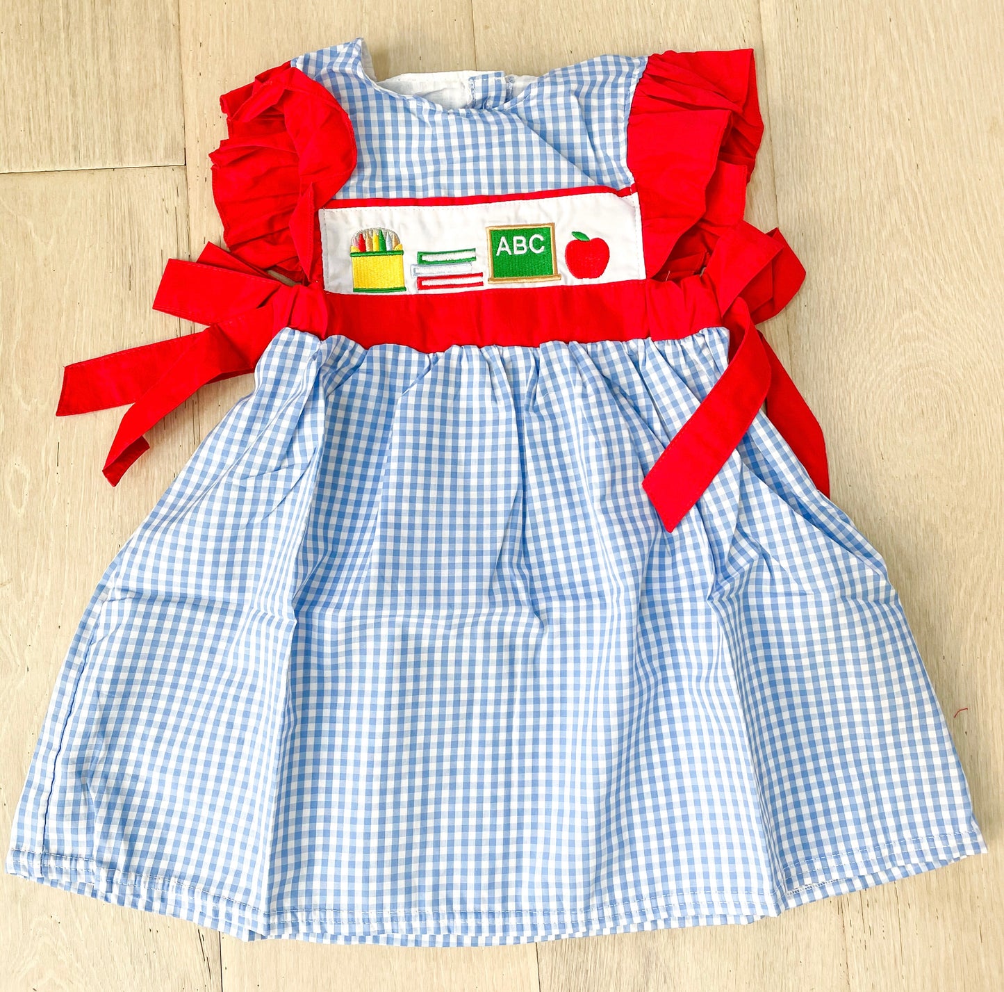 Girls back to school dress and bubble