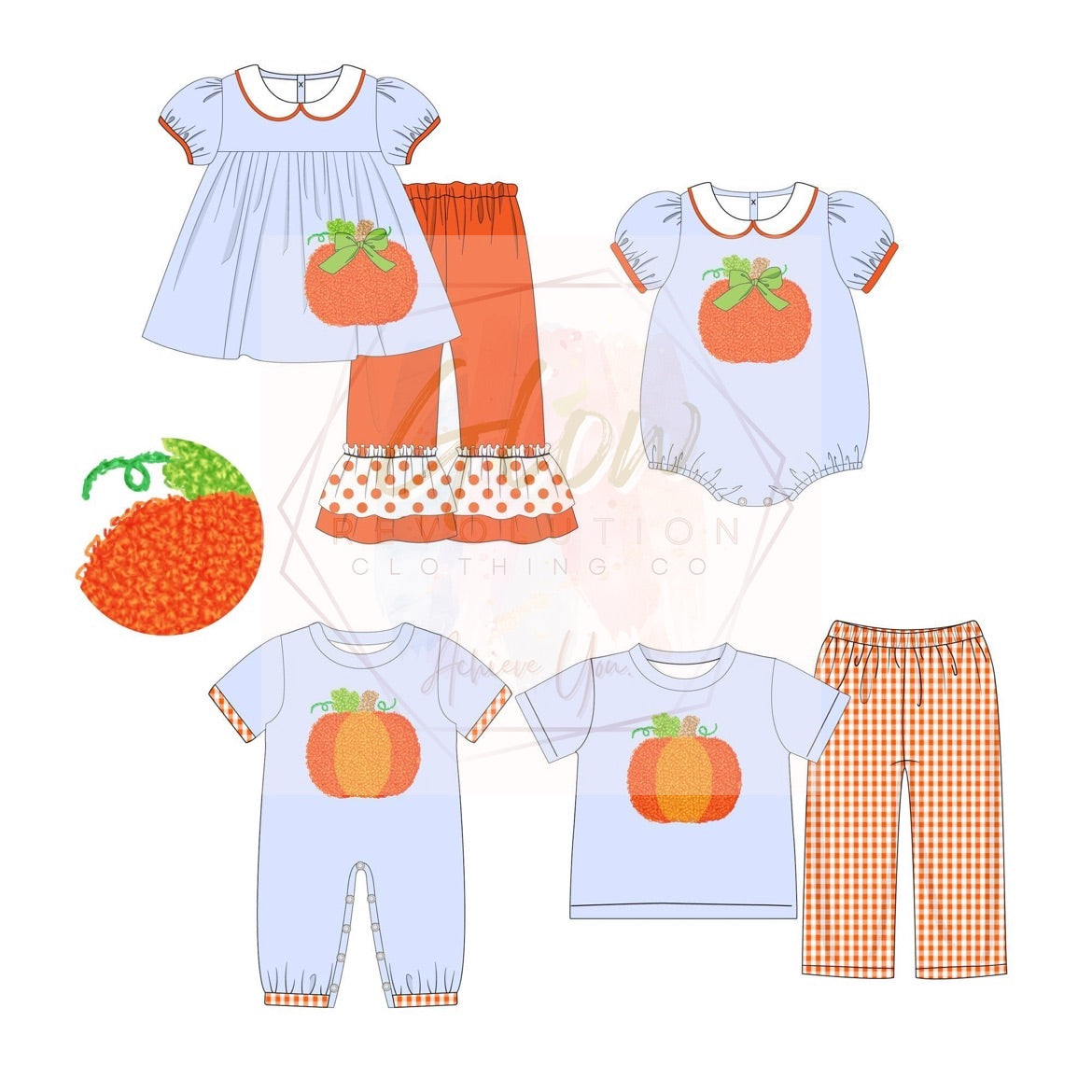 Kids Pumpkin French Knot Collection RTS
