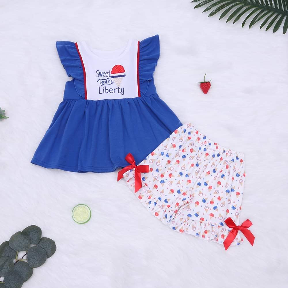 Girls 4th of July Snowball Set & Romper