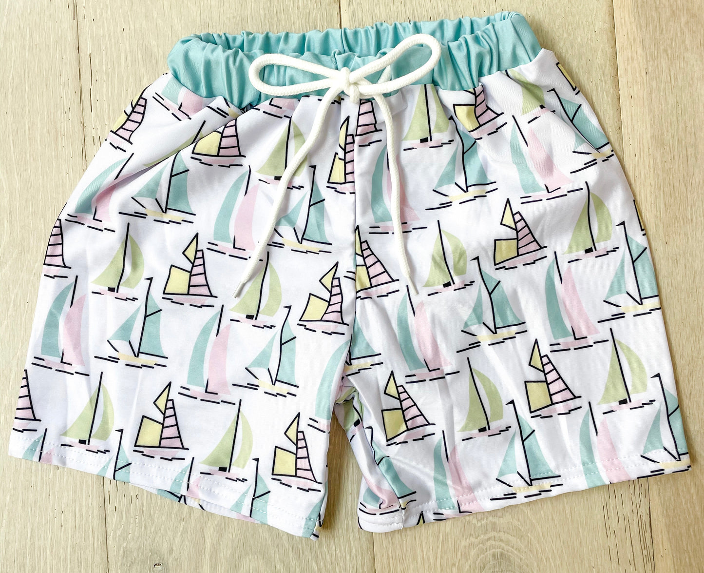 Little Boys Sailboat Dreams Swim Trunks