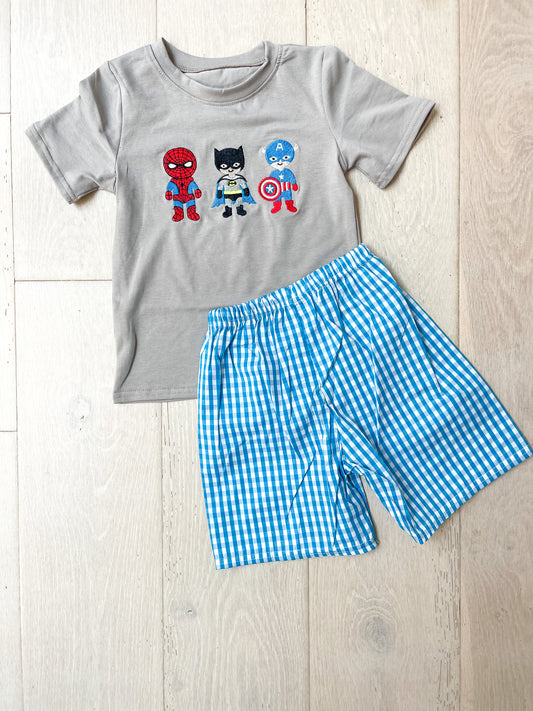 Boys Embroidered Superhero Set - RTS