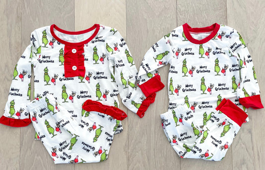 Merry Grinchmas Sibling Pajama Set