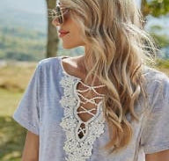 Women's Gray Lace Detail Top - RTS (2070)