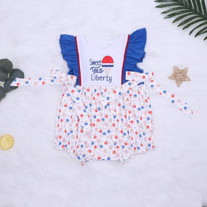 Girls 4th of July Snowball Set & Romper