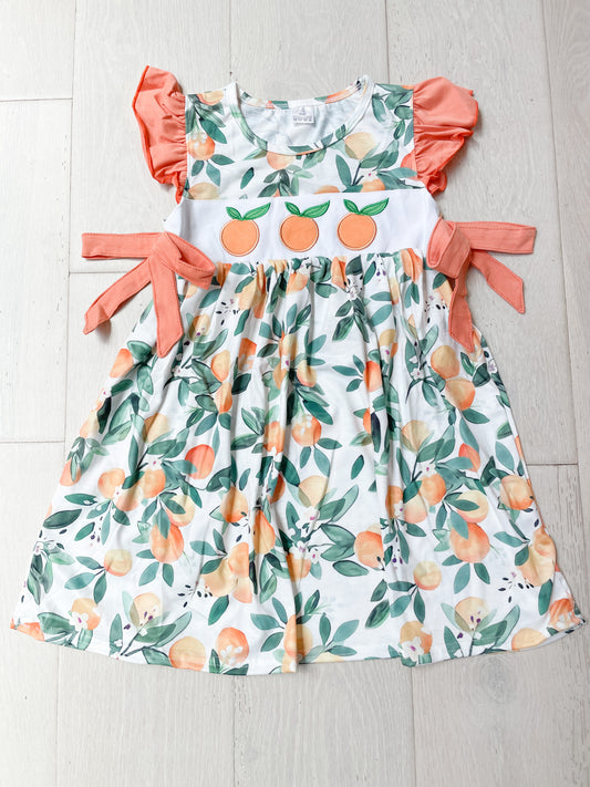 Girls Just Peachy Embroidered Dress - RTS