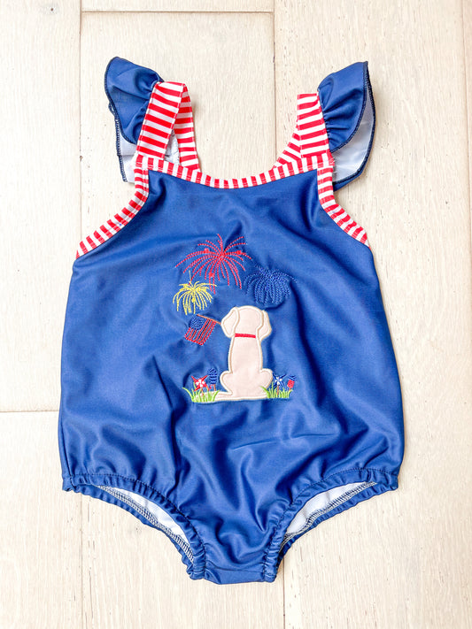 Kids Puppies & Fire Works Swimsuits - RTS
